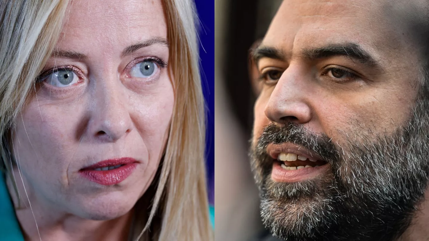 Giorgia Meloni (left) and Roberto Saviano (right)